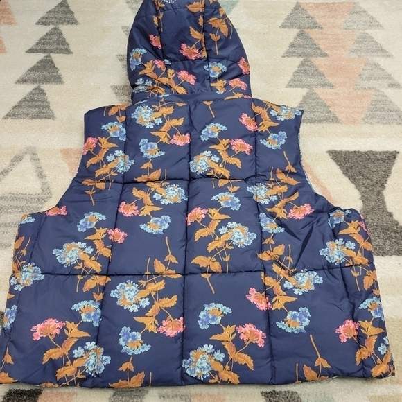 Sundance Tundra Bloom Reversible Vest Navy Blue Floral Puffer Houndstooth XXL - Picture 8 of 12